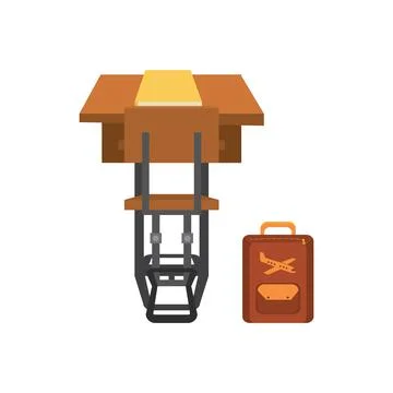 Vector illustration of a school desk and chair, perspective rear view. Isolat Illustrazione stock