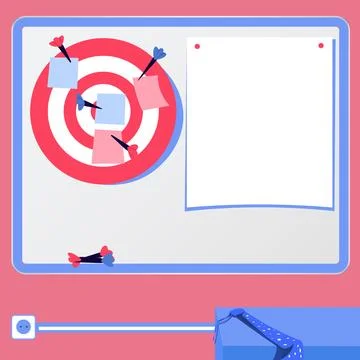 Vector illustration with school whiteboard. Papers contain brand new important Stock Illustration