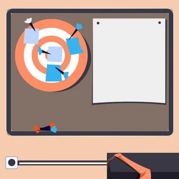 Vector illustration with school whiteboard. Papers contain brand new important Stock Illustration