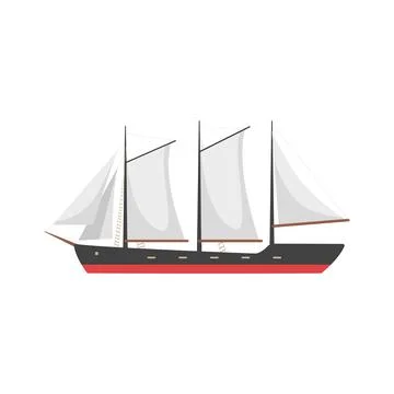 Vector Illustration of a Schooner Stock Illustration