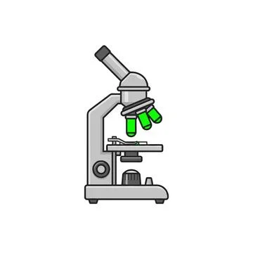 Vector illustration of a scientific laboratory microscope with green illumina Stock Illustration