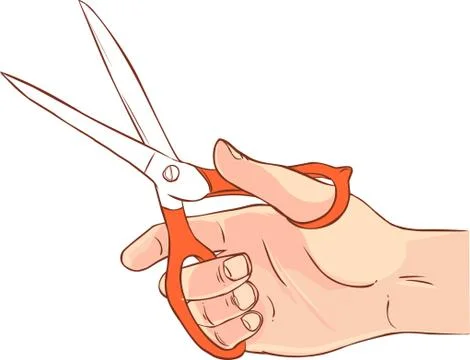 Vector illustration of a scissors in hand Stock Illustration