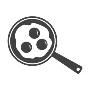 Vector illustration of scrambled eggs in skillet icon on white b Stock-Illustration