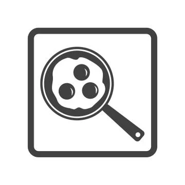 Vector illustration of scrambled eggs in skillet icon on white b Stock Illustration