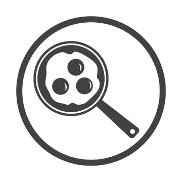 Vector illustration of scrambled eggs in skillet icon on white b Stock-Illustration