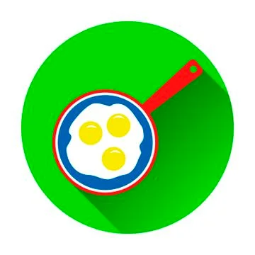 Vector illustration of scrambled eggs in skillet icon on white b Stock Illustration