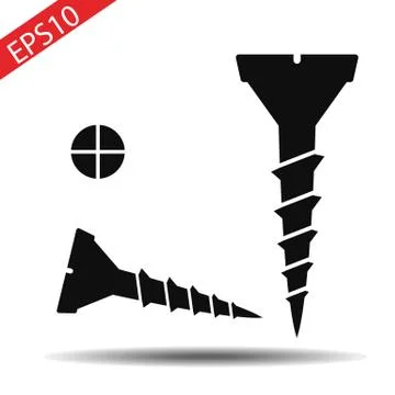 Vector illustration. Screw in flat design isolated on white background Stock Illustration