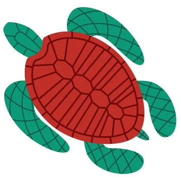 Vector illustration of a sea turtle in a flat style Stock Illustration