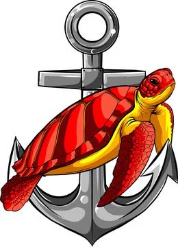 Vector illustration of sea turtle on white background. digital draw Stock Illustration