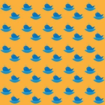 Vector illustration of a seamless background image of a blue whale with a fou Stock Illustration