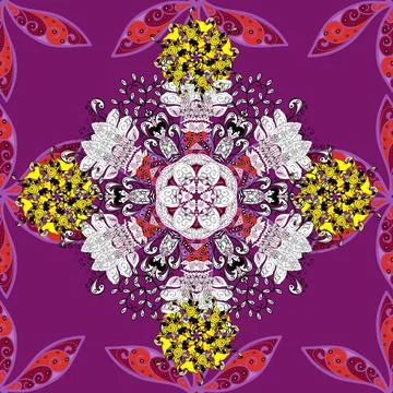 Vector illustration. Seamless background pattern. Watercolor, hand drawn. Wild f Illustrazione stock