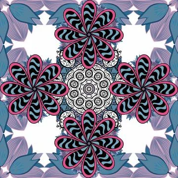 Vector illustration. Seamless background. Seamless pattern with colorful paisley Stock Illustration