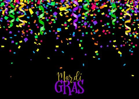 Vector illustration of seamless border background with confetti and serpentine Stock Illustration