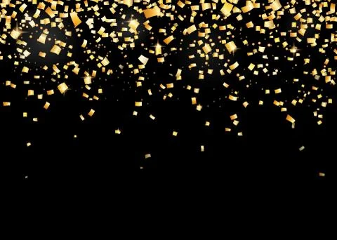 Vector illustration of seamless border background with gold carnival confetti Stock Illustration