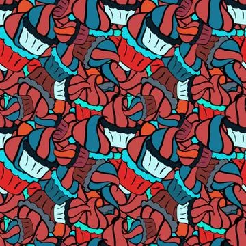 Vector illustration. Seamless cakes pattern. Food elements colorful repeated ske イラスト素材