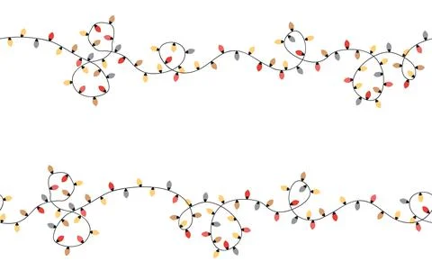 Vector illustration of seamless chains of lights. Xmas border with a place for イラスト素材
