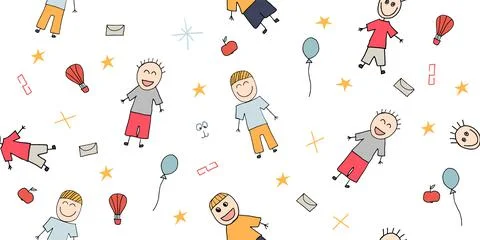 Vector illustration, seamless colored pattern from kids elements for boys, do Illustrazione stock