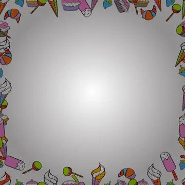 Vector illustration. Seamless. Comic style doodle frame consists of white, black Stock Illustration