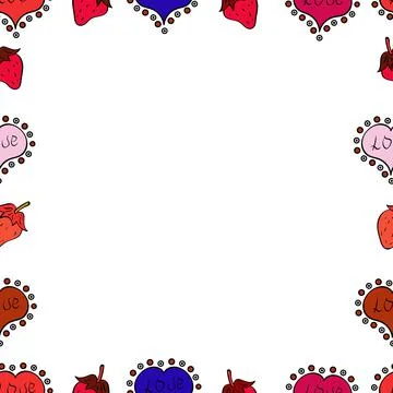 Vector illustration. Seamless. Comic style doodle frame consists of red, black a Illustrazione stock