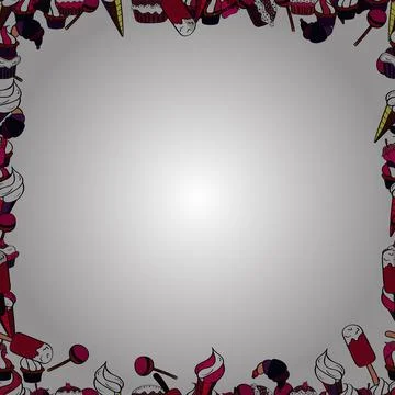 Vector illustration. Seamless. Comic style doodle frame consists of black, red a Illustrazione stock