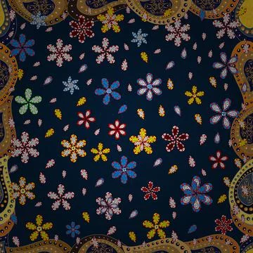 Vector illustration. Seamless floral pattern with doodles flowers on white, yell イラスト素材