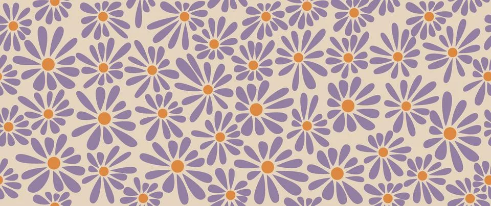 Vector illustration. Seamless floral pattern. Light background and purple Stock Illustration