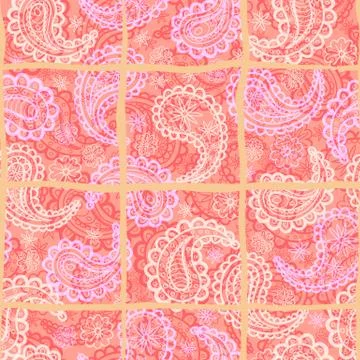Vector illustration of seamless paisley pattern on pastel background. Endless Illustrazione stock
