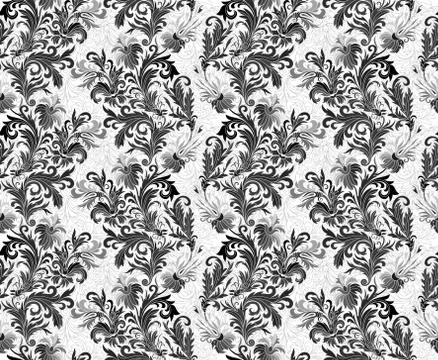 Vector illustration of seamless pattern with abstract flowers Stock Illustration