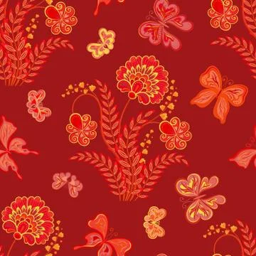 Vector illustration of seamless pattern with abstract flowers. It can be used Иллюстрация