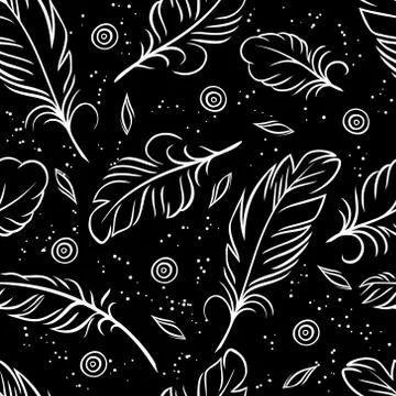 Vector illustration. Seamless pattern of abstract feathers Stock Illustration