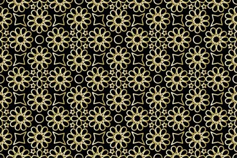 Vector illustration of seamless pattern with arabian ornament in golden style Stock Illustration