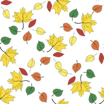 Vector illustration seamless pattern autumn leaves on white Stockillustratie