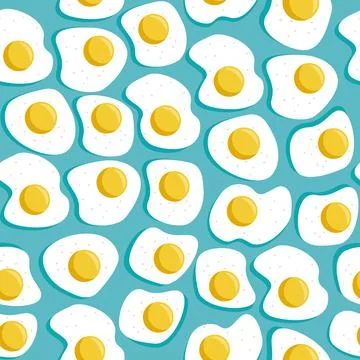 Vector illustration. Seamless pattern. Cartoon fried chicken egg, Stock Illustration