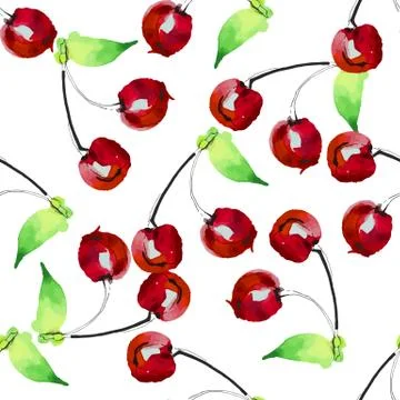 Vector illustration seamless pattern a cherrys on white color Stock Illustration