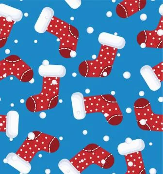 Vector illustration seamless pattern christmas boots cartoon Stock Illustration
