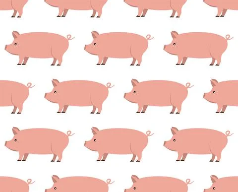 Vector illustration, seamless pattern with cute pigs noses. Stock Illustration