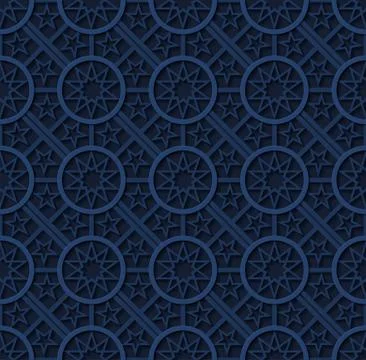 Vector illustration seamless pattern, dark blue arabesque background Illustrazione stock