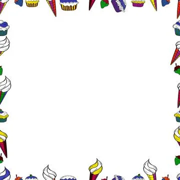 Vector illustration. Seamless pattern. Doodle frame. Illustration in yellow, whi Stock Illustration