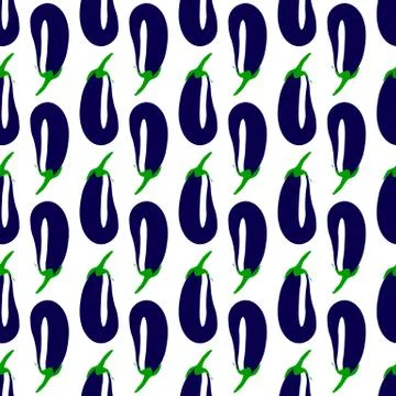 Vector illustration of a seamless pattern eggplant on a white Stock Illustration