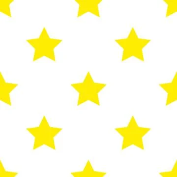 Vector illustration. Seamless pattern with falling cute yellow stars white Stock Illustration