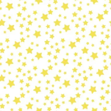 Vector illustration. Seamless pattern with falling cute yellow stars white Stock Illustration
