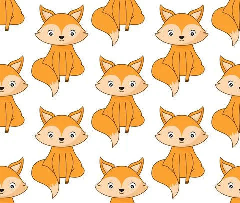 Vector illustration of seamless pattern in fox cartoon style EPS 10 Stock Illustration