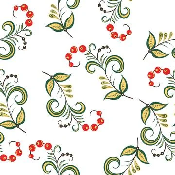 Vector illustration seamless pattern - garden flowers and plant leaves on white Stock Illustration