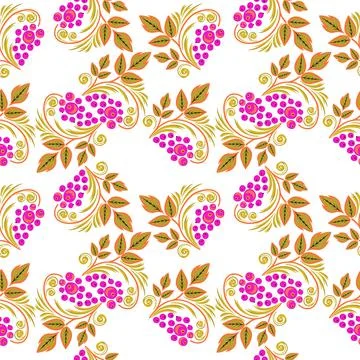 Vector illustration seamless pattern - garden flowers and plant leaves on white Stock Illustration