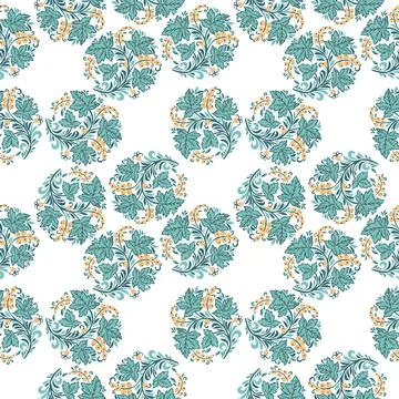 Vector illustration seamless pattern - garden flowers and plant leaves on white Stock Illustration