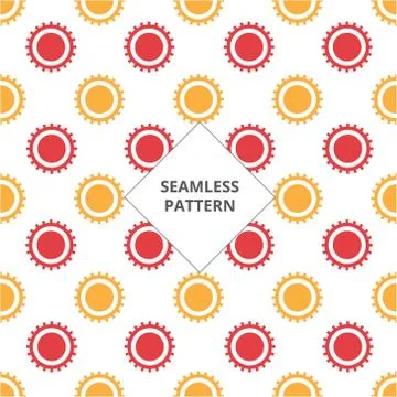 Vector illustration seamless pattern gear red and orange color Stock Illustration