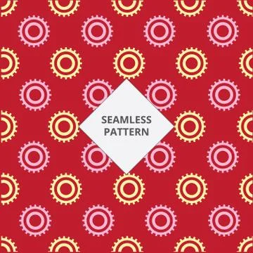 Vector illustration seamless pattern gear red and yellow color Stock Illustration