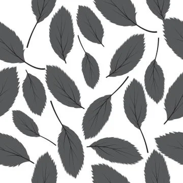 Vector illustration seamless pattern green leaves on white background Stock Illustration
