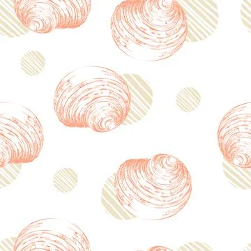 Vector illustration seamless pattern hand drawn seashells pink Illustrazione stock