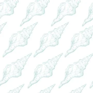 Vector illustration seamless pattern hand drawn seashells Illustrazione stock